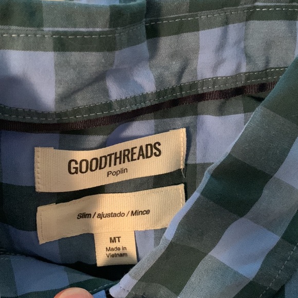 Men’s Brand New Goodthreads Poplin Button-down Shirt Size MT Slim in Blue Check. - Picture 8 of 10